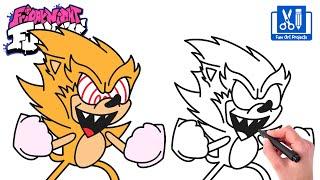 How To Draw Fleetway Super Sonic  Como Desenhar Friday Night Funkin FNF MOD - Easy Step By Step