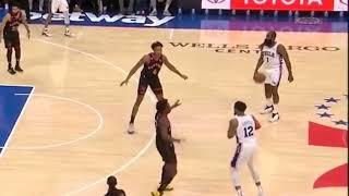 Harden catches the ball with his beard