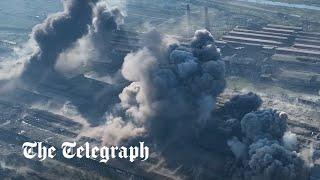 Drone footage appears to show Mariupols Azovstal Steelworks being bombed by Russian forces