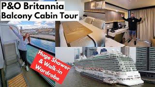 P&O Britannia Balcony Cabin Tour - A HUGE Walk In Wardrobe Great Or A Waste Of Space? FULL TOUR