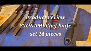 Product review SYOKAMI Chef Knife Set 14 Piece Japanese Kitchen Knife Set with Roll Bag