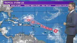 Where is Tropical Storm Lee now?