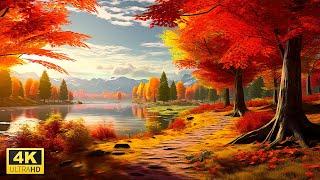 Fall Foliage Serenity Nature with Autumn Leaves and Relaxing Music in 4K Video Ultra HD