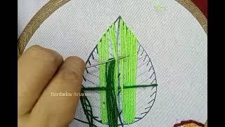 cómo bordar hojas puntadas fáciles Bordados Fantasia