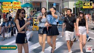 4k hdr japan travel 2024  Walk in Ginza（銀座）Tokyo japan   Relaxing Natural City ambience