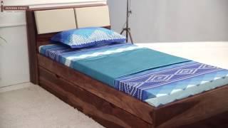 Single Beds- Buy Walken Single Bed With Storage in Teak Finish online from Wooden Street