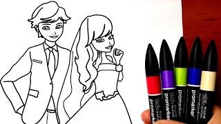 How To Color Miraculous Wedding  Adrien and Marinette Marry