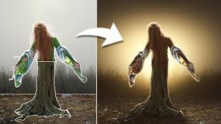 PHOTOSHOP Transforming a Woman into a TreeRoot Goddess - Photo Manipulation Guide