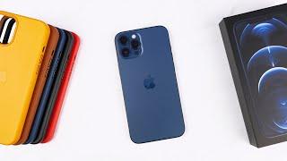 BLUE iPhone 12 Pro Max with ALL Apple Leather Cases