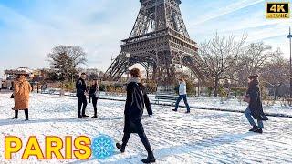 Paris France  - Eiffel Tower Snow ️ January 2024  Paris Snow 4K ▶1h01 min