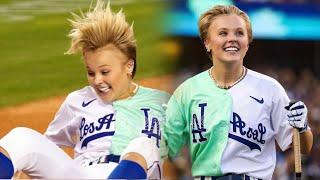 JoJo Siwa Plays In The Celebrity Softball Game @ The Dodgers Stadium