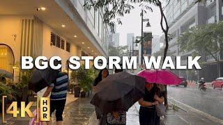 Walking in BGC During Typhoon Carina  Metro Manila Rain Walk ASMR  Taguig City Philippines