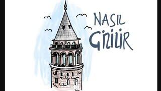 Galata kulesi resmi nasıl çizilir #2 - Galata kulesi çizimi YENİ