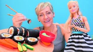 Play-Doh Spielspaß mit Nicole und Barbie - Wir machen aus Knete Sushi Pizza und Popcorn