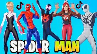 Fortnite x Spider-Man Dance Battle Miles Morales Spider-Man 2099 Spider-Gwen Tiktok Emotes
