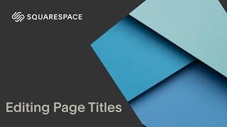 Editing Page Titles  Squarespace Tutorial