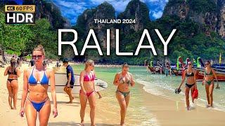  4K HDR  Walking Railay Beach in Krabi Thailand 2024  BEST Place in the World