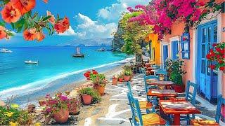 Happy Smooth Jazz Music & Crashing Waves for Positive Moods  Outdoor Seaside Coffee Ambience