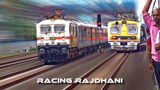 Mumbai Rajdhani Overtakes Mumbai Local bound to Andheri . Western Railways