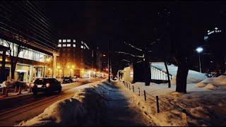 Walking in the night Snowfall Sapporo Hokkaido JAPAN  4K ASMR  Snowscape Ambience Winter Walk