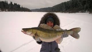 Большой судак в сеть.Winter fishing in Russia.