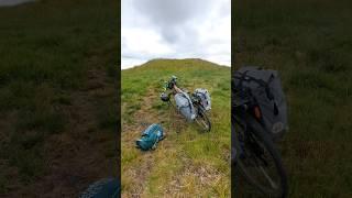 Round barrow on Exmoor national park. Cycling from Taunton Somerset to Barnstaple Devon.