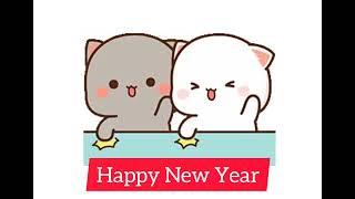 Happy New Year peach and goma cats