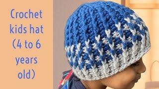 Crochet kids hat 4 to 6 years old  #crochet  #crochethat  crochet kids hat