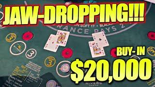 $20000 BUY-IN ITLL MAKE YOUR JAW DROP HUGE BLACKJACK TABLE WIN $1500HAND