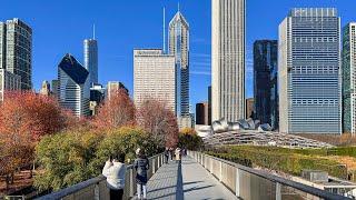 Autumn Walk in Millennium Park Chicago  4K HDR