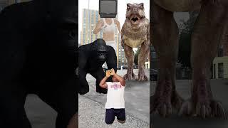 Skibidi toilet tv woman Funny King Kong Gorilla monkey Real life Dinosaur Trex Chase #jurassicworld