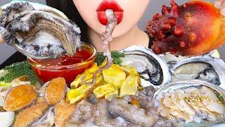 ASMR RAW SEAFOOD 뿔소라 멍게회 낙지회 전복회 석화 바다포도 먹방 *OCTOPUS OYSTER ABALONE EATING SOUNDS MUKBANG