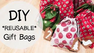 DIY *REUSABLE* Gift Bags  SEW & NO-SEW Methods   SUSTAINABLE Christmas 