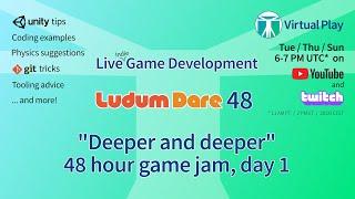 Ludum Dare 48 Compo Day 1 - live solo game jam