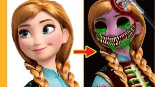 Disney Princess Anna Frozen Horror transformation into Zombie  Elsa Frozen  Creepy Cartoon