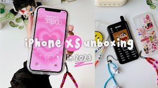  iPhone XS unboxing in 2023 silver + accessories 