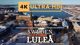 Luleå City Sweden 4k Drone View