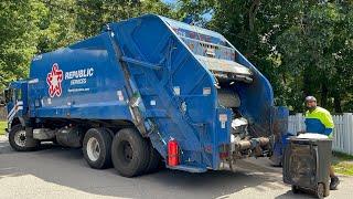 Republic’s Pete New Way Garbage Truck Packing Hot Summer Trash