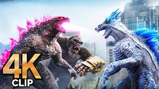 Godzilla & Kong Vs Shimo & Skar King - Fight Scene  GODZILLA X KONG THE NEW EMPIRE Movie CLIP 4K