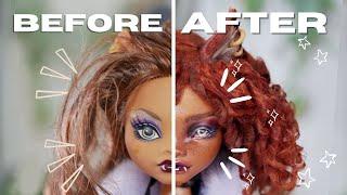 REVAMPING OLD DOLLS ️ MONSTER HIGH CLAWDEEN REPAINT  relaxing Doll Repaint ooak  etellan