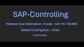 Cost Estimation Run - CK11N  CK40N