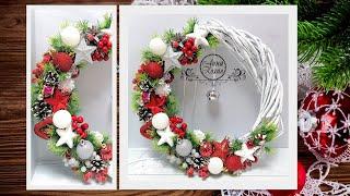 DIYSNOW-WHITE CHRISTMAS WREATH ON THE DOORThe idea of decor for the New year 2021 with your own 