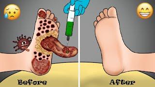 ASMR removal the tongue that grows in the legs The monster in the foot  Foot care animation