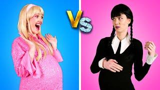 Pregnant Barbie VS Wednesday - Crazy Pregnancy Hacks for New Parents by Gotcha Hacks