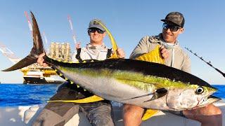 GIANT Tuna Under Worlds BIGGEST Oil Rig Catch Clean Cook Yellowfin Tuna