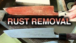 Rusted Knife vs Rust Eraser - Japanese Sabitori Usage and Whetstone Polishing