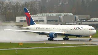 Delta Boeing 767-400 Wet Takeoff - Huge Spray