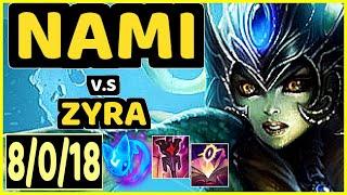 NAMI vs ZYRA - 8018 KDA BOTTOM SUPPORT GAMEPLAY - EUW Ranked DIAMOND