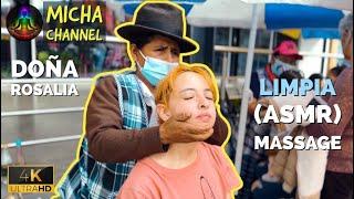 Spiritual Cleansing LIMPIA with ASMR Massage of head face and neck at public market in Ecuador