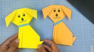 Paper dog  How to make a paper dog tutorial  Easy origami dog  perro de papel  бумажная собака